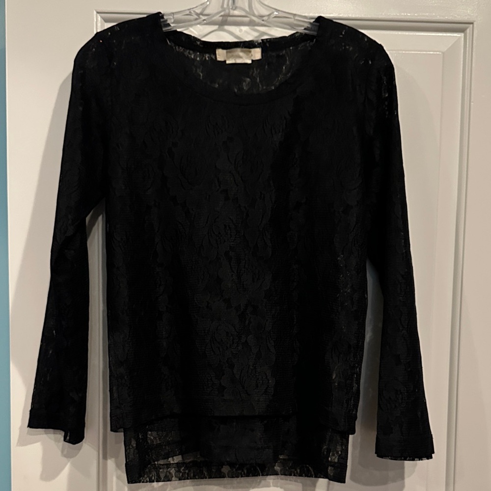 Comme Des Garçons Black Lace Long-Sleeve Women's Top sz Sm